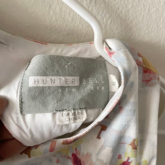 Hunter Bell Anthropologie Kukka Tea Party Dress Womens 6 Abstract Floral Pleated - Picture 4 of 9